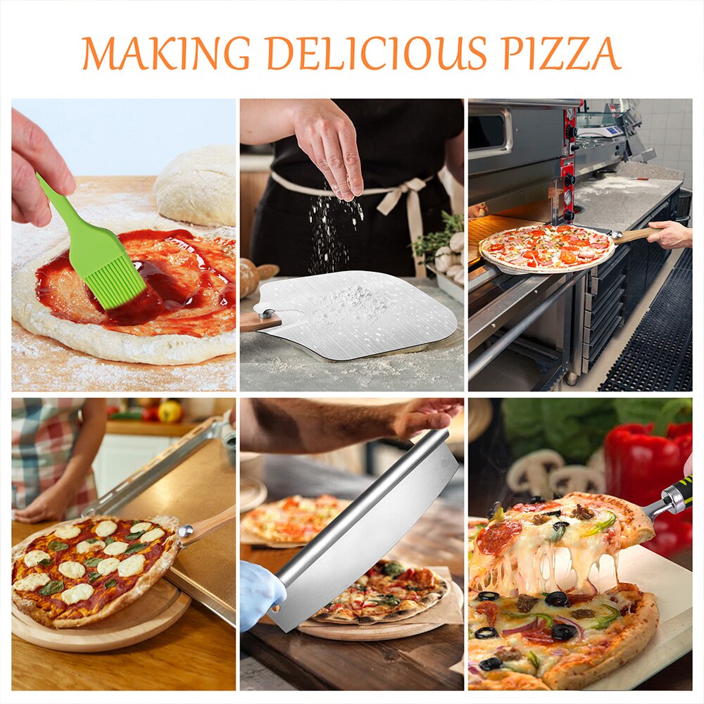 Pala de Pizza de 14 pulgadas con mango largo, herramientas de pastelería, pala de pelar, paleta de Pizza, herramientas para hornear pasteles, aluminio largo grande
