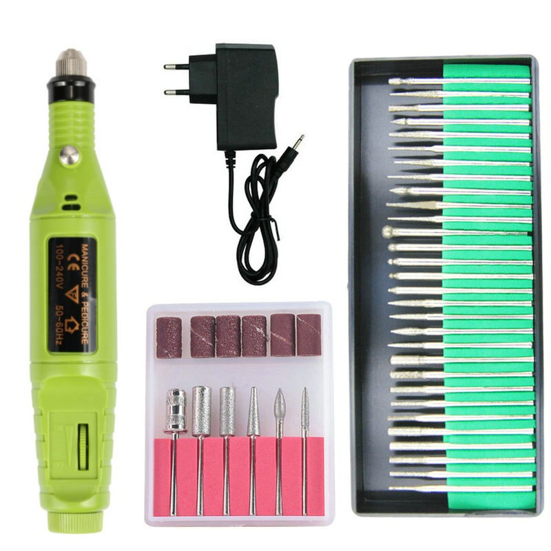 Nail art mini elektrisk borr manikyr maskin borr nagel skönhet borr penna pedikyr tips fil polish form maskin för manikyr: Grön