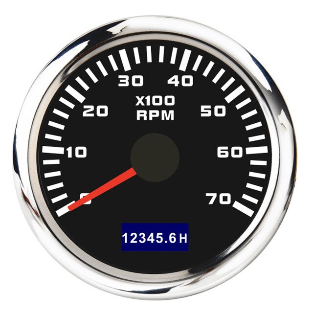 52mm Betriebsstundenzähler Drehzahlmesser 7000 RPM Außenborder Zähler Tacho Meter Messgerät Für Stiefel Marine Auto Mit verrotten Hintergrundbeleuchtung: Schwarz 7K RPM