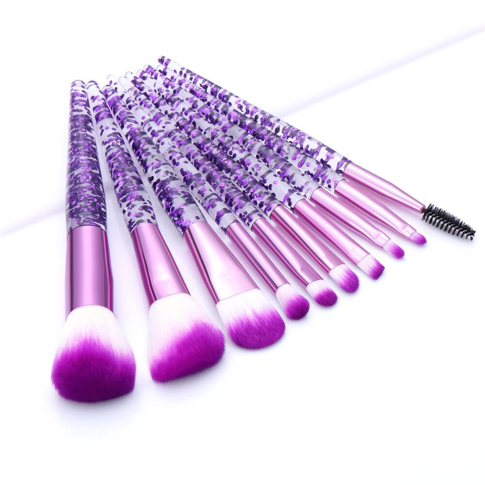 10 stuks make-up tools make-up kwasten set make-up kwasten set kristal gezichtspoeder make-up kwasten roze make-up kwast ki: Paars