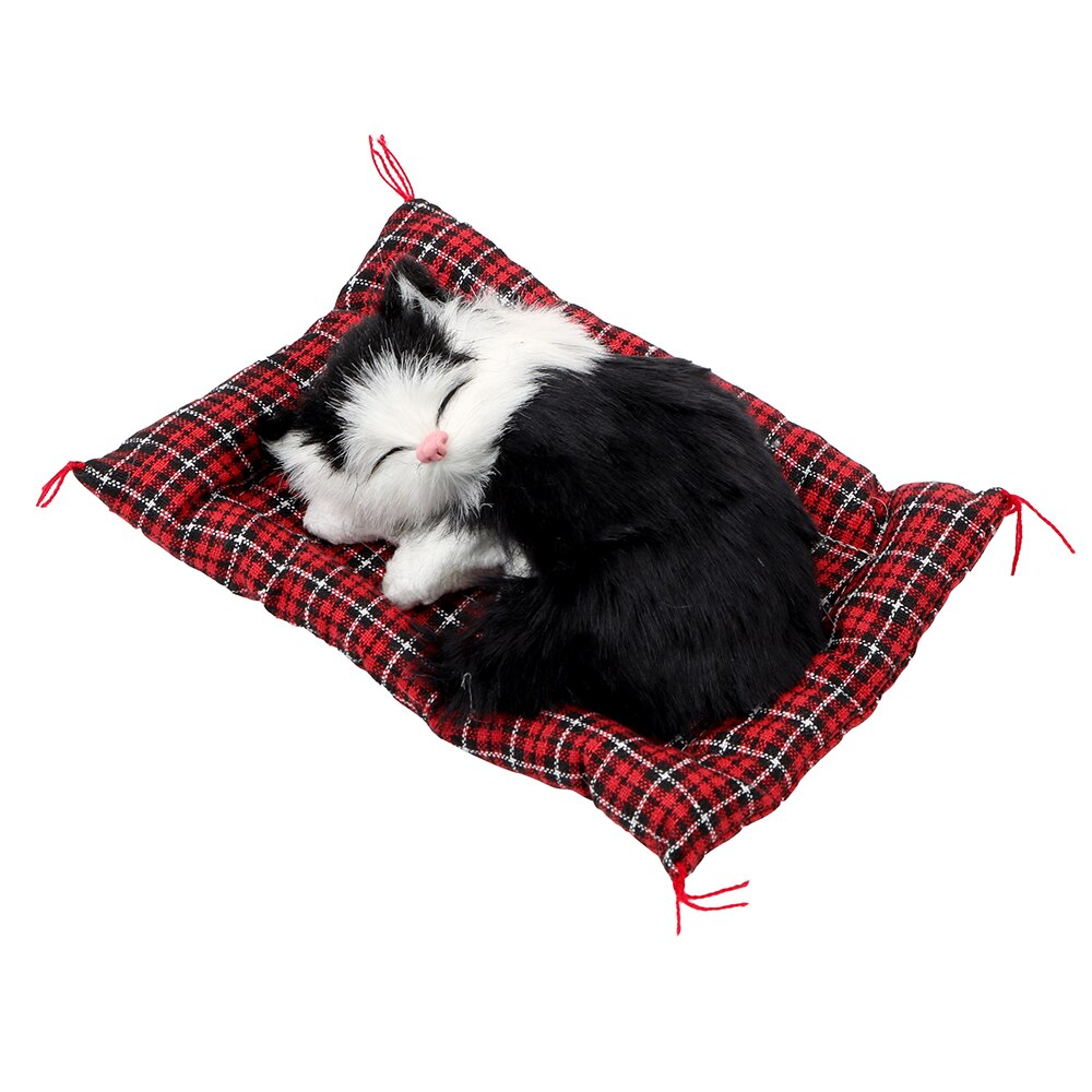 Cute Simulation Sleeping Cats Lovely Plush Kittens Toy Home Auto Dashboard Decor for Girl Car Accessories Interior Ornament: black