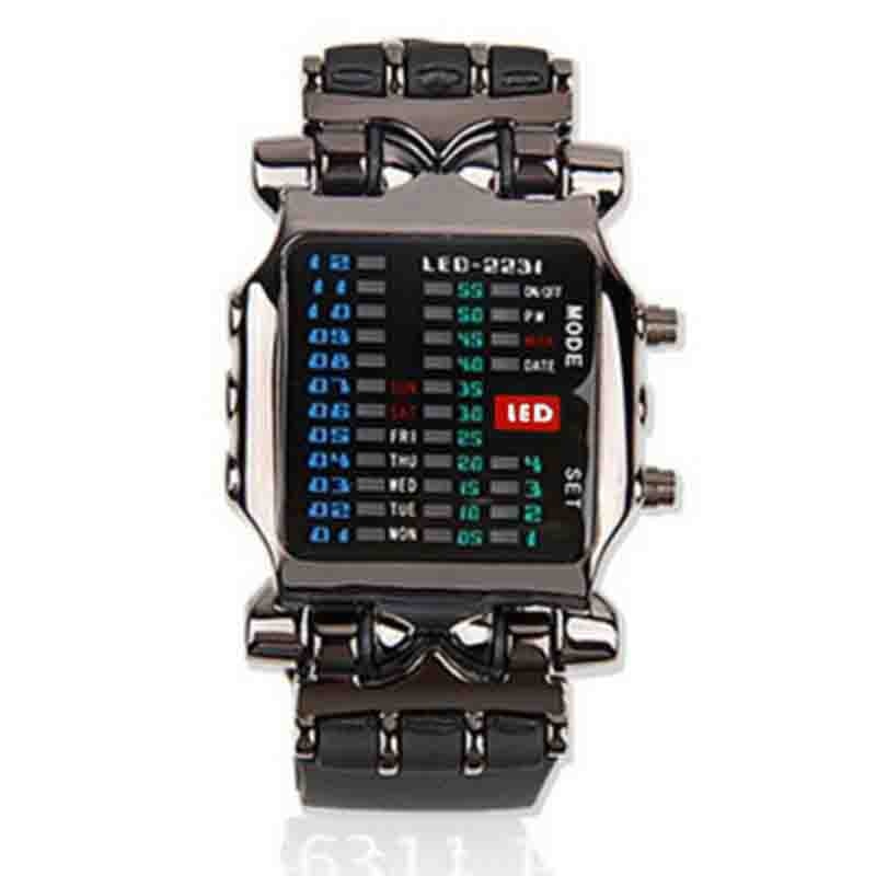 Reloj binario para hombres y mujeres, reloj con esfera cuadrada, relojes de banda de plástico, reloj binario, reloj Digital LED para hombres, reloj para mujeres