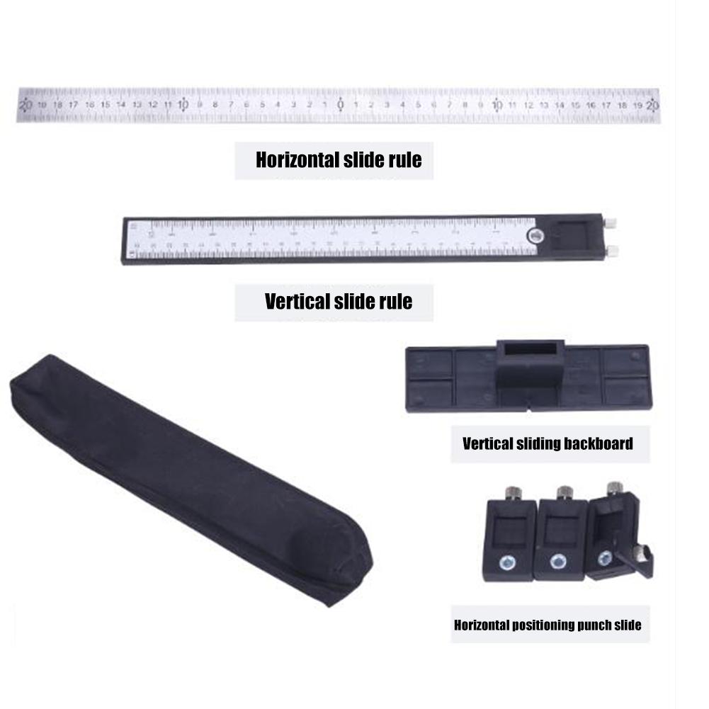 Verstelbare Punch Locator Kast Hardware Jig Boor Gids Hout Boren Template Tool Met Inch En Metrische Schaal Voor Lade #35