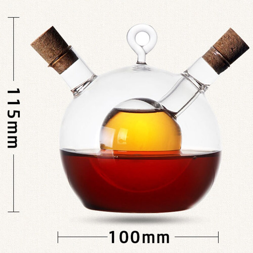 Botella de vidrio de doble capa para salsa y aceite, tarro de vidrio para vinagre, condimentos, botellas selladas para almacenamiento de cocina, frascos, herramientas de cocina, 2 en 1