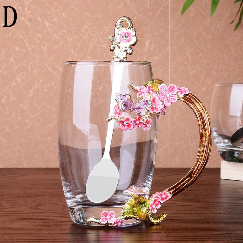 Tasses en verre à boire avec poignée pour boissons chaudes et froides avec capuchon et chiffon pour: D