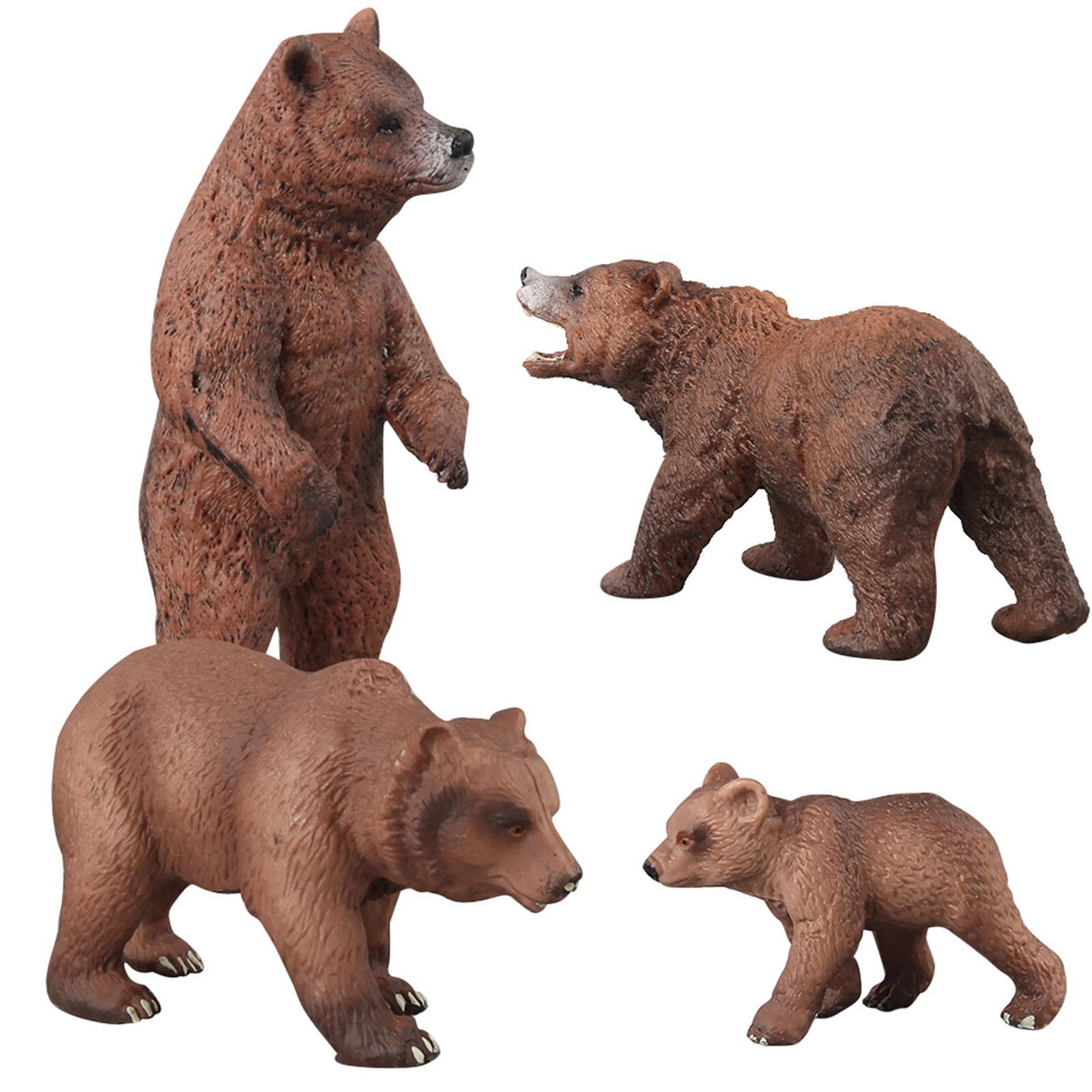 Realistic Woodland Grizzly Bear Toys Figurines Forest Animal Brown Bear Family Figures Home Decor Collection Cake Toppers