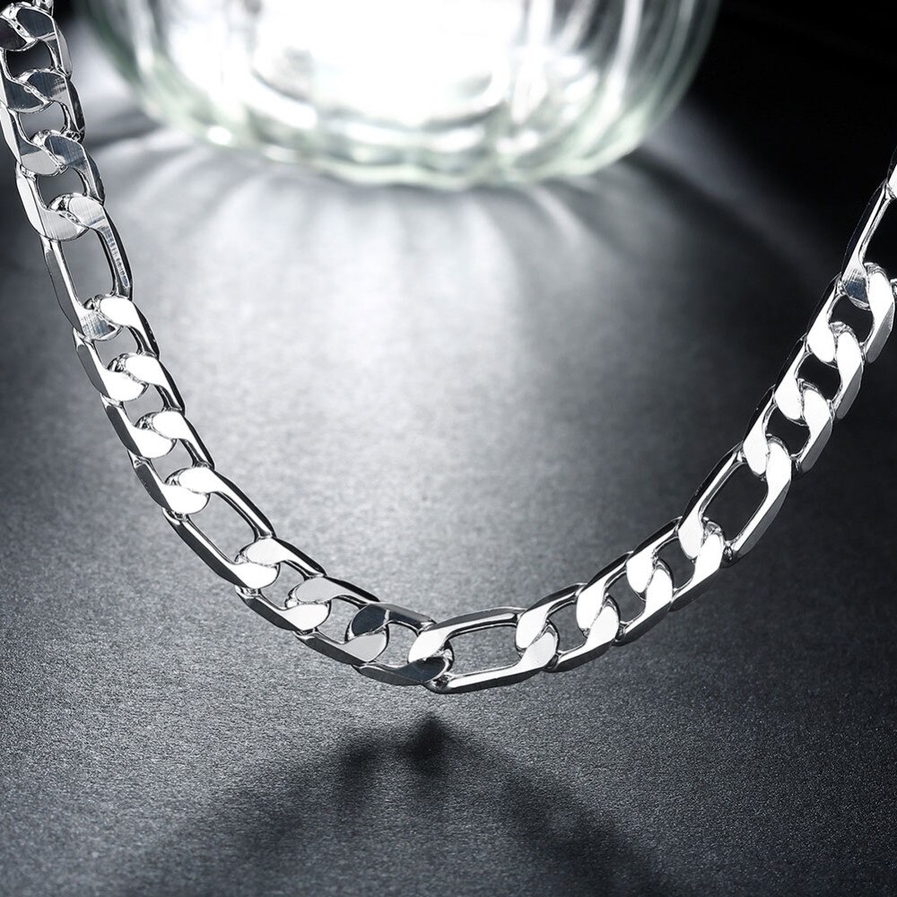 Hot new 18K collane in oro classico 8MM catena laterale collana in argento sterling 925 per uomo moda gioielli regali festa di nozze