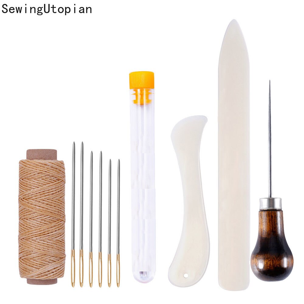 11PCS Bookbinding Kit Leather Craft Sewing Accessories Stitching Awl Needle Wax Line Leathercraft Shoe Repair Tools Sewing Kit