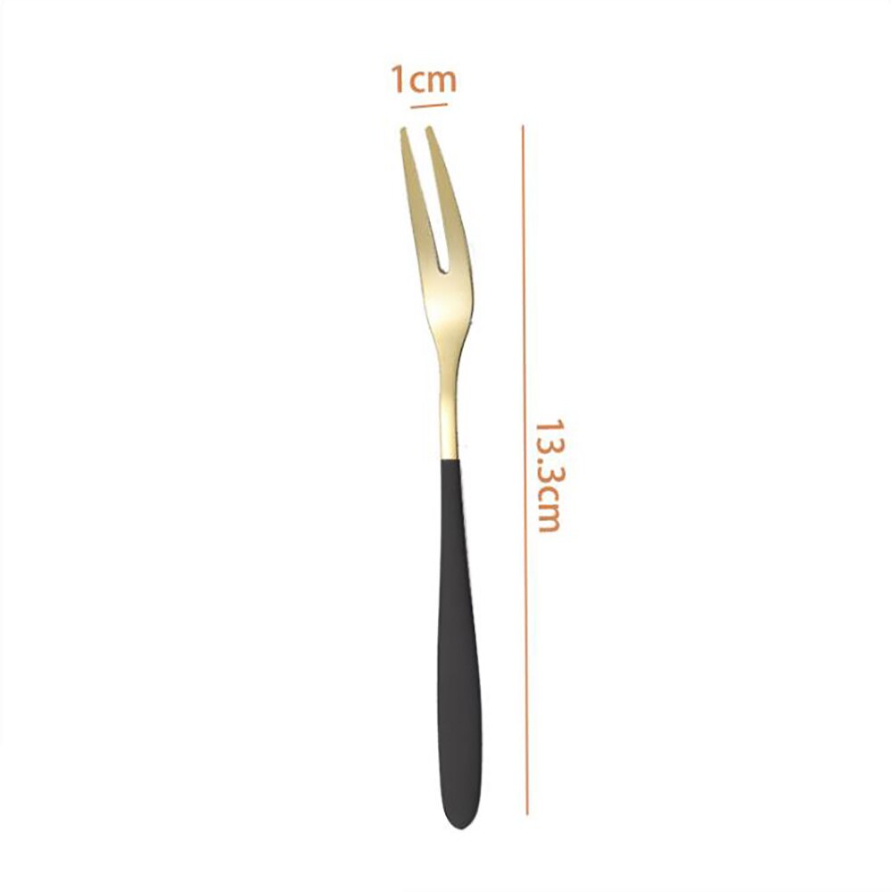 1 Tenedor de fruta original de acero inoxidable de para uso doméstico, postre de fruta, tenedor de pastel de Luna, tenedor de restaurante, tentempié, tenedor de postre: Black