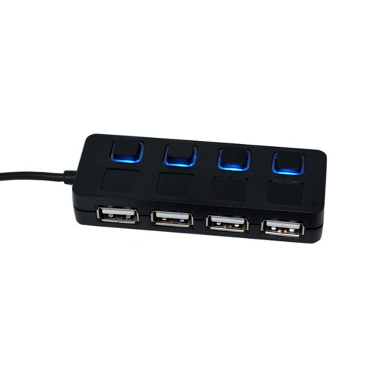 Hub USB 2,0 de 4 puertos con interruptores de encendido LED individuales, extensión USB Hub uno para cuatro, interruptor independiente divisor