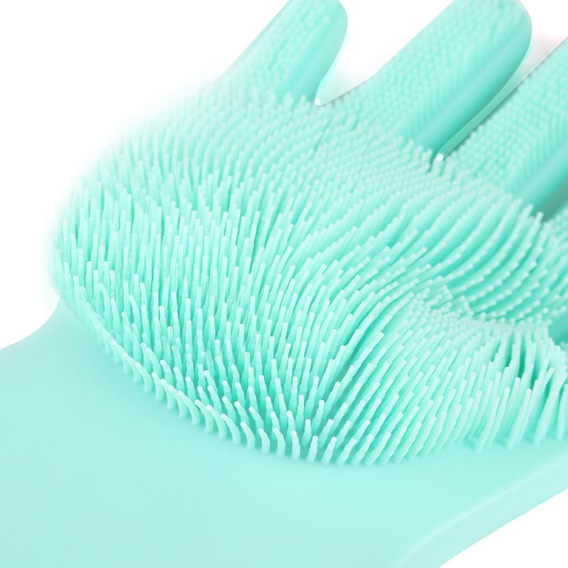2 in 1 Magic Silicone Dish Scrubber Glove 100% Food Grade Cleaning Gloves Rubber Brush Heat Resistant Dish Washing Mittens