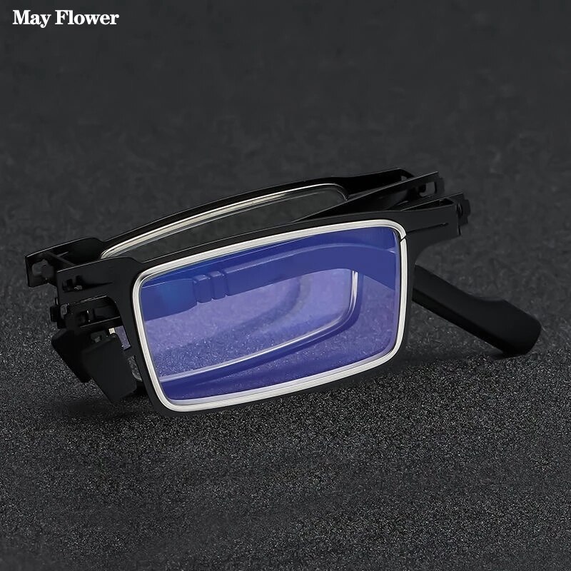 Gafas de lectura plegables para presbicia, lentes de alta definición con bloqueo de luz azul, antiuv400, ultrafinas + 3,5: +400