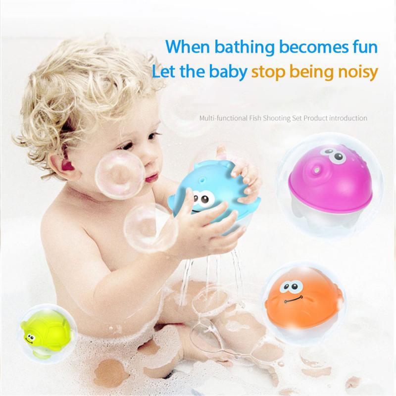 freundlicher Badezimmer Schießen Korb Spielzeug Wal Fischernetz Mit Wasser Jet Ball 4 Marine Ebene Bälle Lustige Dusche