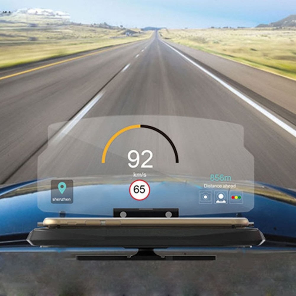 Bil 6.5 tommer hud skærm head up display bil sikkerhed auto gps navigation mobiltelefon holder projektor high definition reflektere