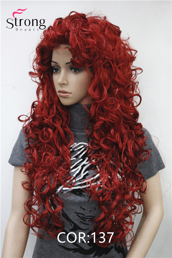 StrongBeauty-peluca sintética roja rizada larga, pelucas de Cosplay, opciones de color