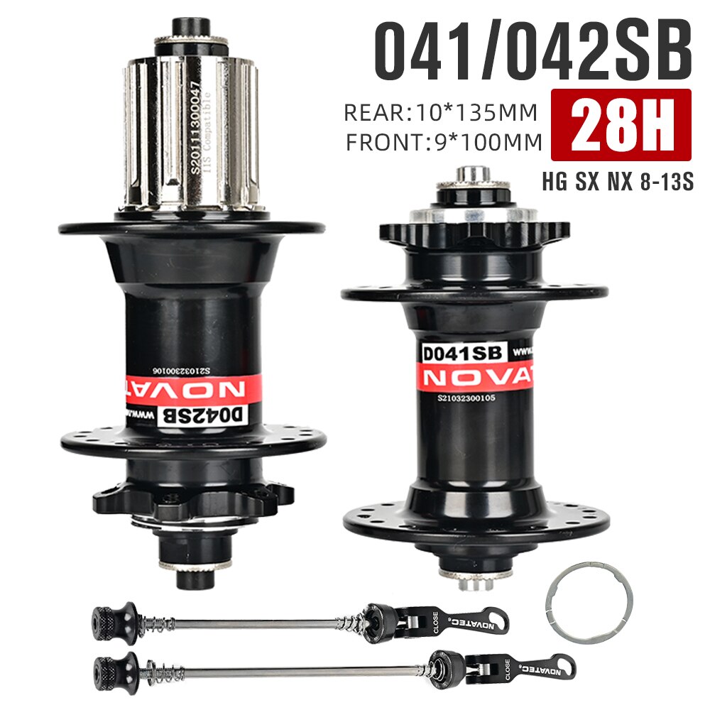 Novatec Hub 28H 32H 36H MTB hub D041SB D042SB freno de tarjeta de disco bujes de bicicleta de montaña bujes de bicicleta 4 rodamientos HG 8 -11 velocidades rojo negro: YELLOW