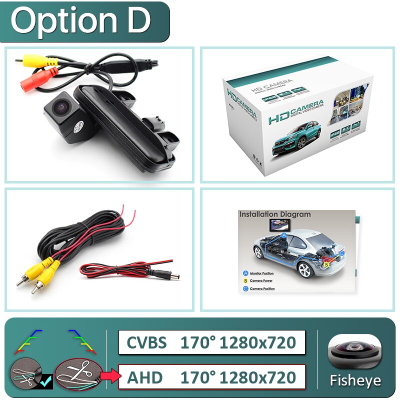 GreenYi 170 Degree 1920x1080P AHD Vehicle Rear View Camera for Mercedes Benz E Class E200 E260 E300 E350 E63 W212 C207 W207 Car: D-1280x720-170deg