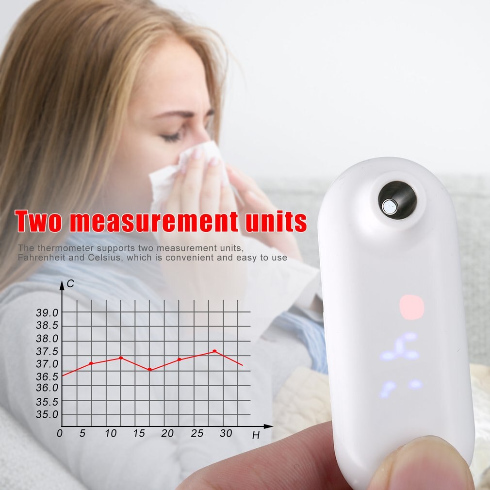 Ultra Mini Thermometer USB Charging Accurate Measurement Digital Display Infrared Non-contact Thermometer (Built In Battery)
