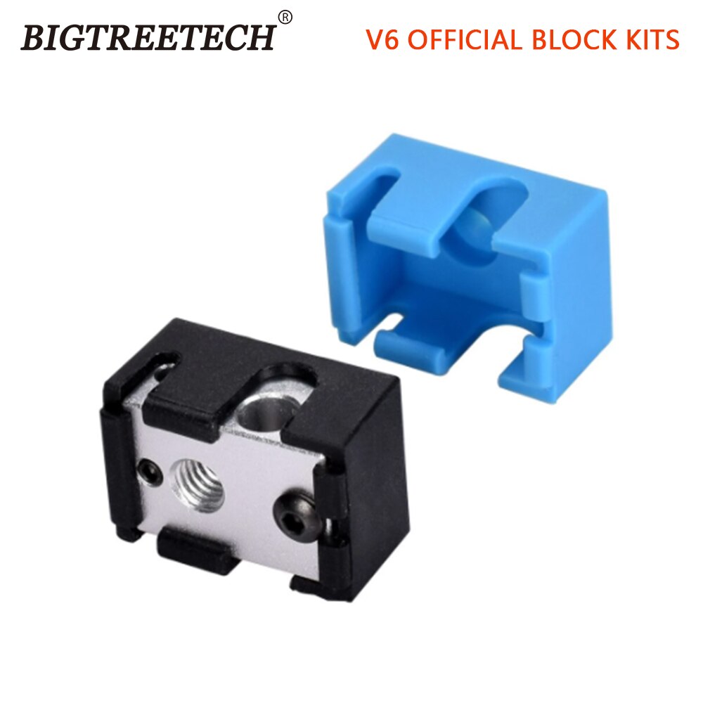 BIGTREETECH-Bloque calefactor E3D V6, piezas de aluminio con calcetín de silicona V6 Hotend PT100, termistor j-head 1,75/3,0mm, para impresora 3D