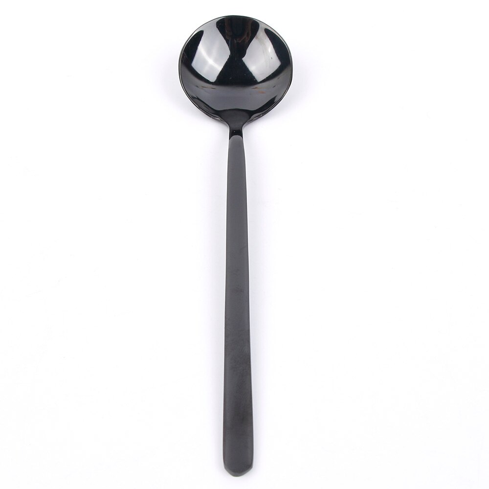 Cuillère à café créative en acier inoxydable 304 | Petites cuillères rondes, cuillère à soupe à dessert, cuillère à thé en métal offre spéciale: Black