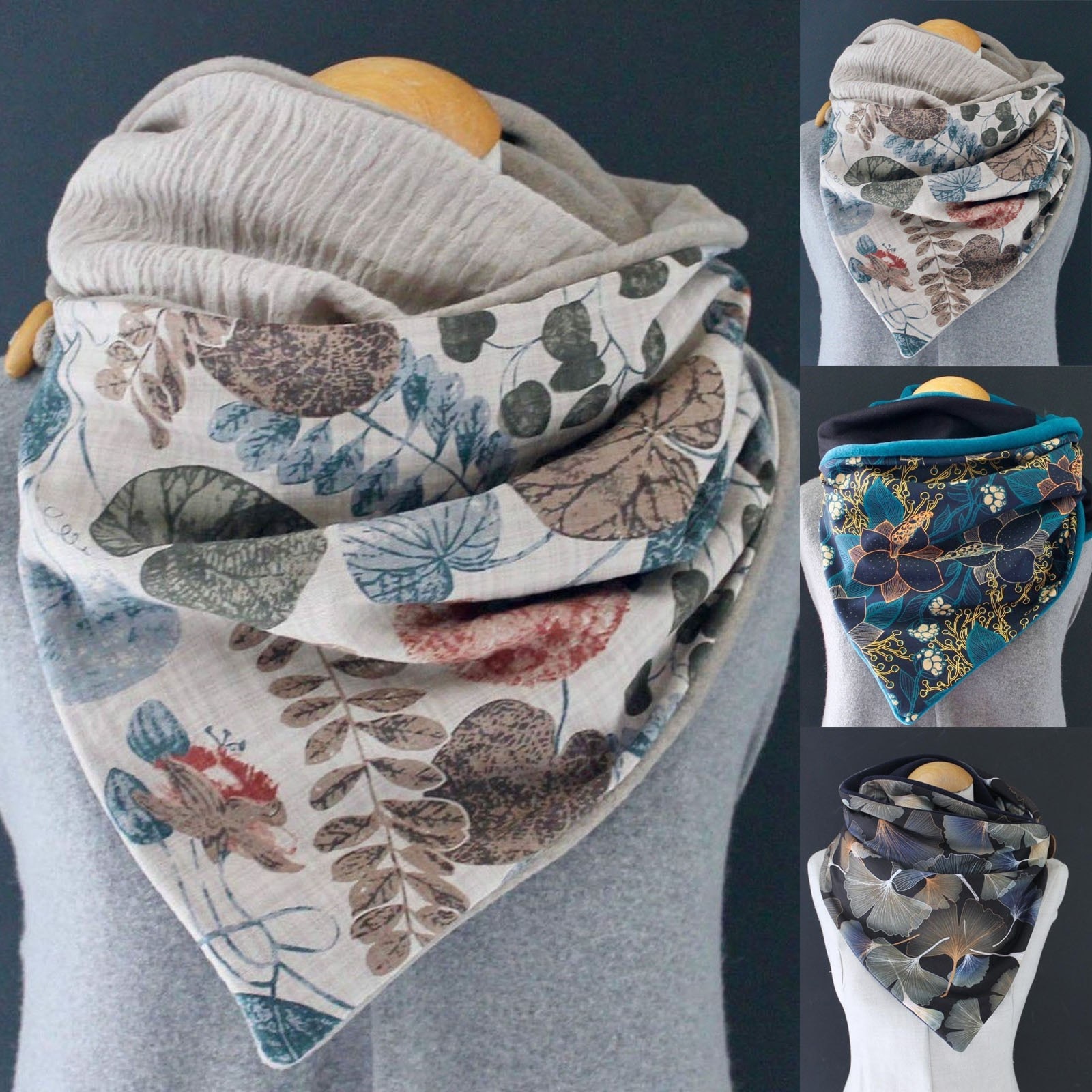 Mode Winter Warm Vrouwen Afdrukken Sjaal Hijaabs Vrouwelijke Retro Multifunctionele Sjaal Dames Casual Button Sjaal Wraps