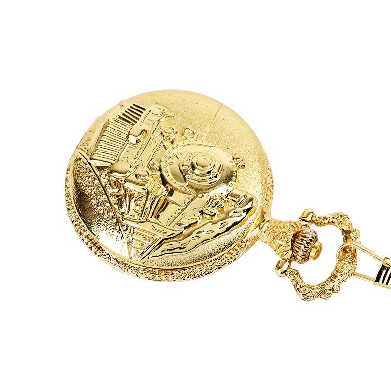 1041 en relieve corriendo en un tren de vapor, cadena de reloj de bolsillo de Metal de oro de vestido Casual de las mujeres de los hombres reloj de antigua pedante Montre