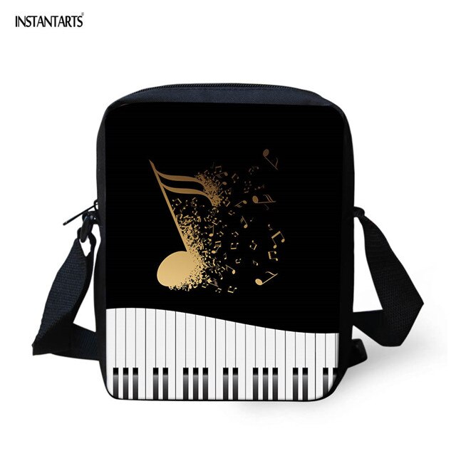 INSTANTARTS Music Note Piano Crossbody Bag Brand School Student Bookbag Mini Messenger Bag Flap Handbag Schoolbag: CC5236E