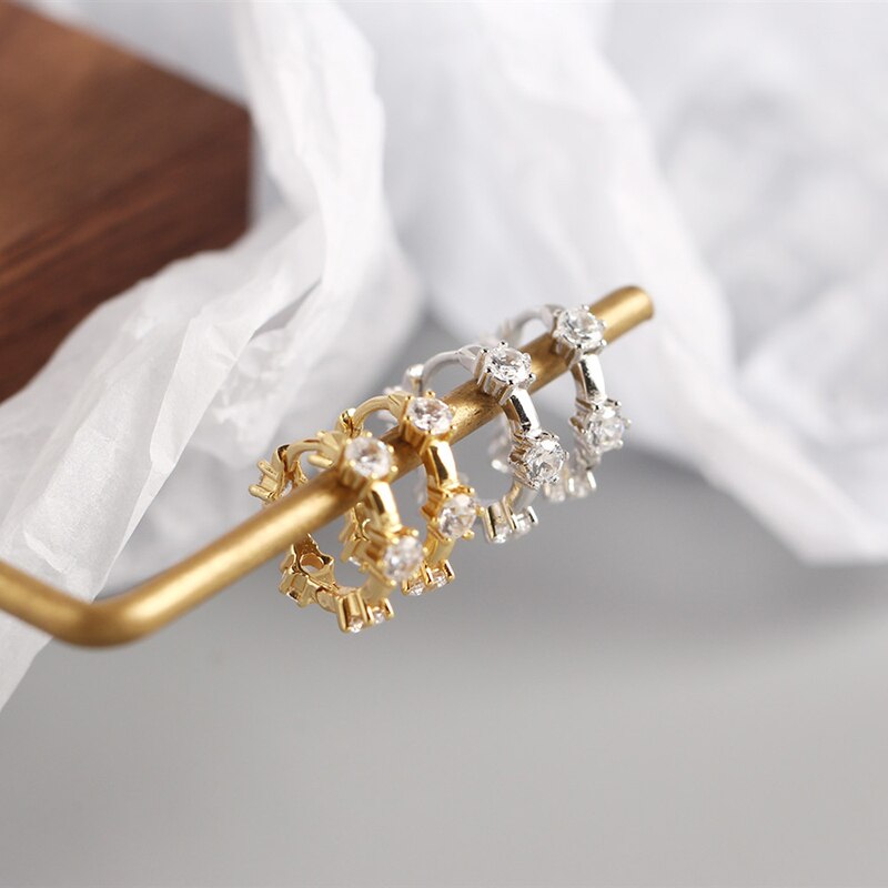 Delle donne Lovers 'Sveglio INS Daisy Floreale Bling Orecchini A Cerchio Per La Cerimonia Nuziale Festa di Fidanzamento In Argento Sterling 925 Orecchini Gioielleria Raffinata