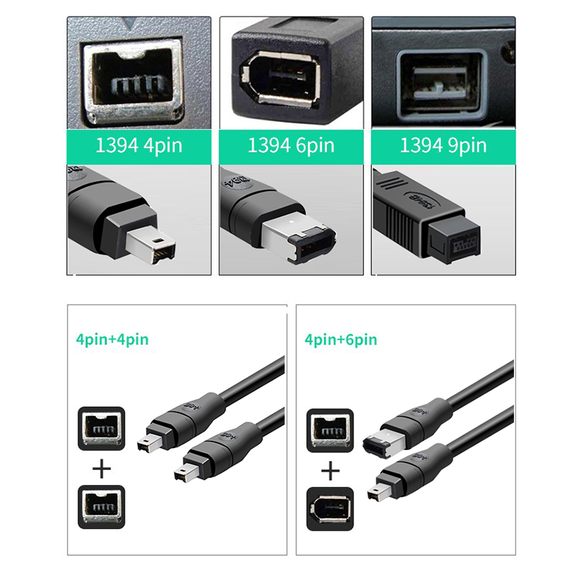 Firewire premium-kabel 800 ieee 1394b 9- bens  to 9- bens 9- bens  to 4- bens ieee 1394a 6- bens  to 6- bens han-til-han 1394 linjer til pc, dv, ilink
