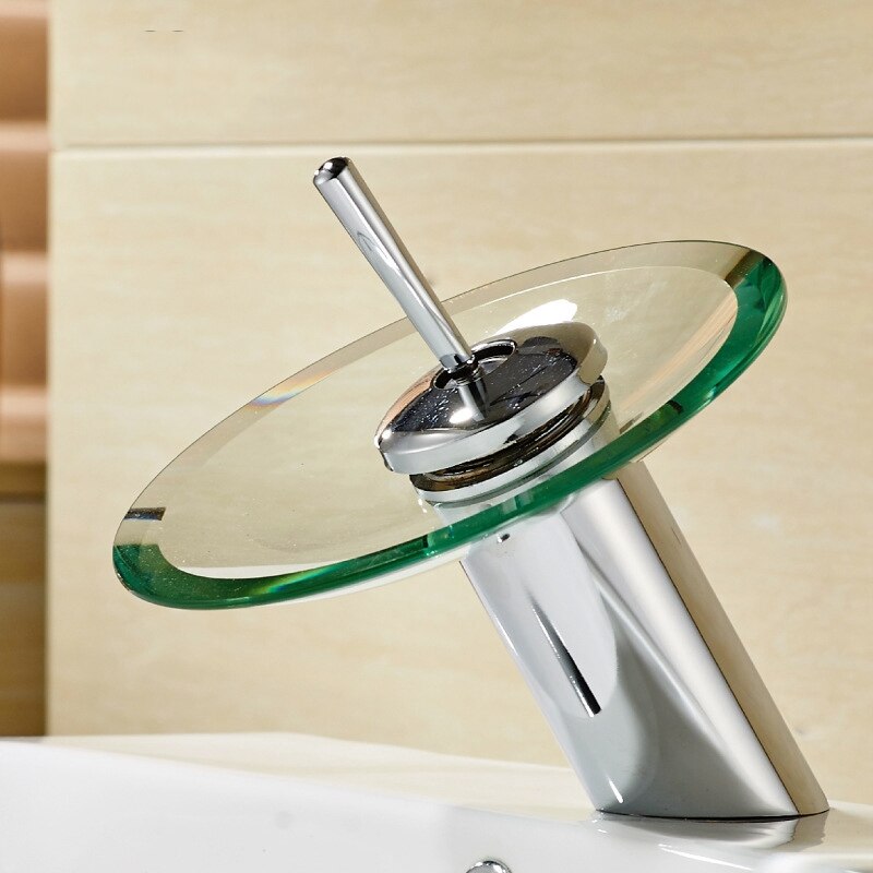 Bathroom Faucet Glass Waterfall Faucet Bathroom Cabinet Brass Basin Faucet