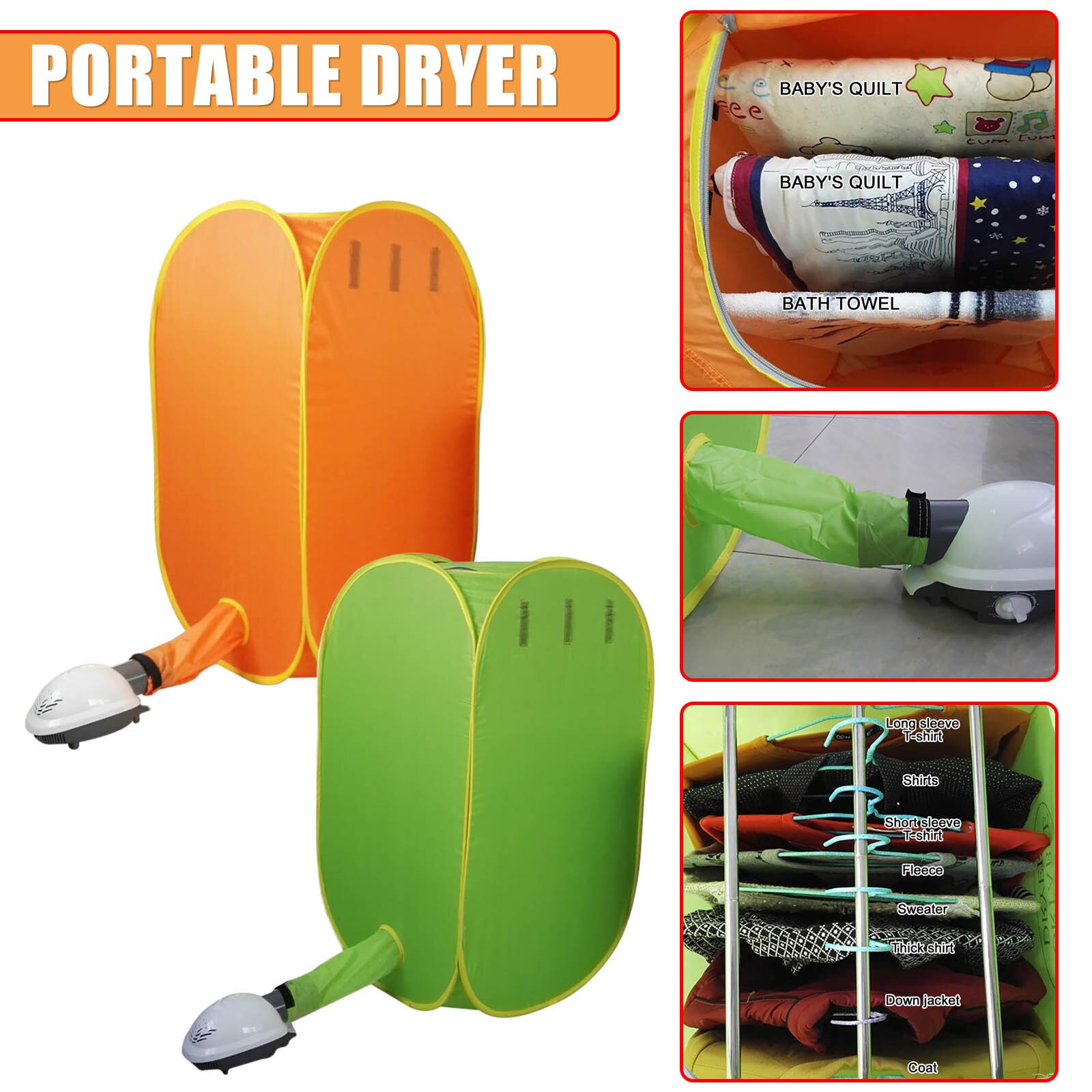 PPortable Electric Clothes Dryer Mini Folding Warm Air Baby Cloth Drying Machine Heater Hanger Wardrobe Clothing Dryers #Y10