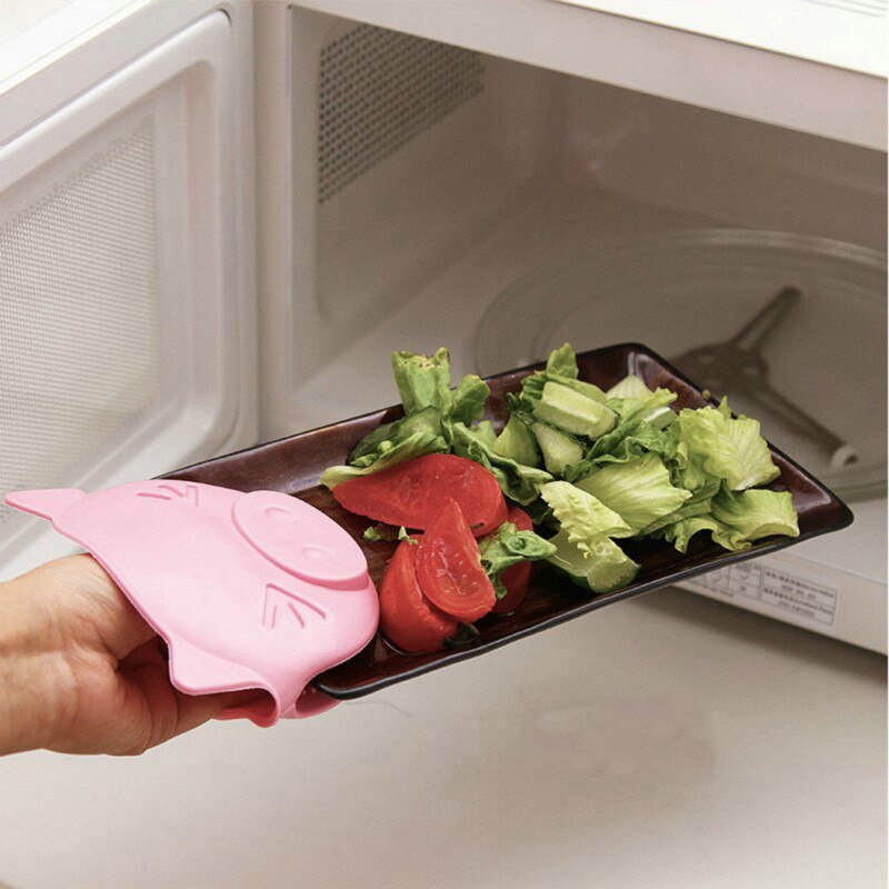 1pc silikon bakverktyg non-stick anti-slip värmehållare matlagning bakugnsvantar söta handskar