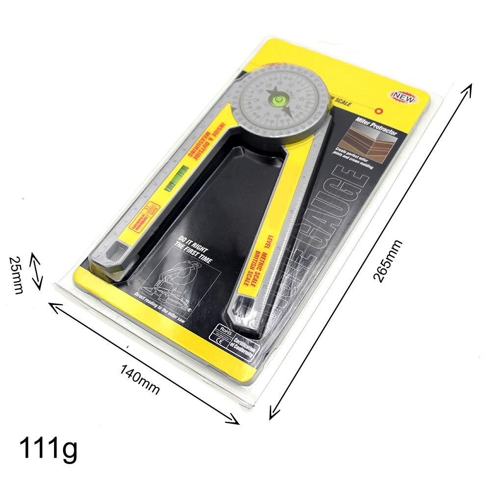 Hoge Nauwkeurigheid Verstekzaag Gradenboog 360 Graden Goniometer Hoek Heerser Diy Vierkante Heerser Voor Binnen Buiten Meten Carpenter Tool