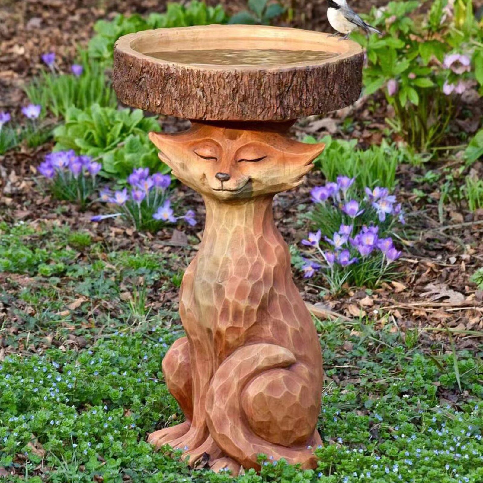 Outdoor Lawn Garden Bird Bath Statue Retro Fountains Crafts Bird Feeder Birdbath Cartoon Animal Craft Decoration Landscape