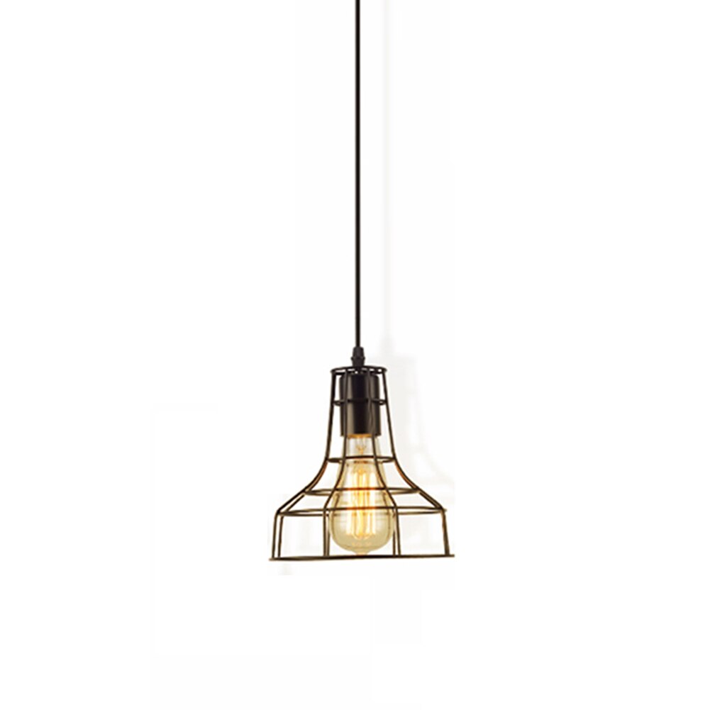 Cortina de lámpara Vintage de hierro lámparas tipo jaula colgante de Metal techo colgante de luz para el hogar restaurante Decoración Accesorios: Type A E27