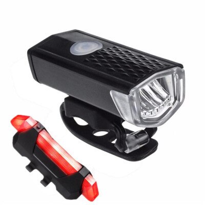 2Pcs Bike Light Set Usb Oplaadbare Fietsverlichting Koplamp + Achter Achterlicht Fietsen Light Fiets Accessoires