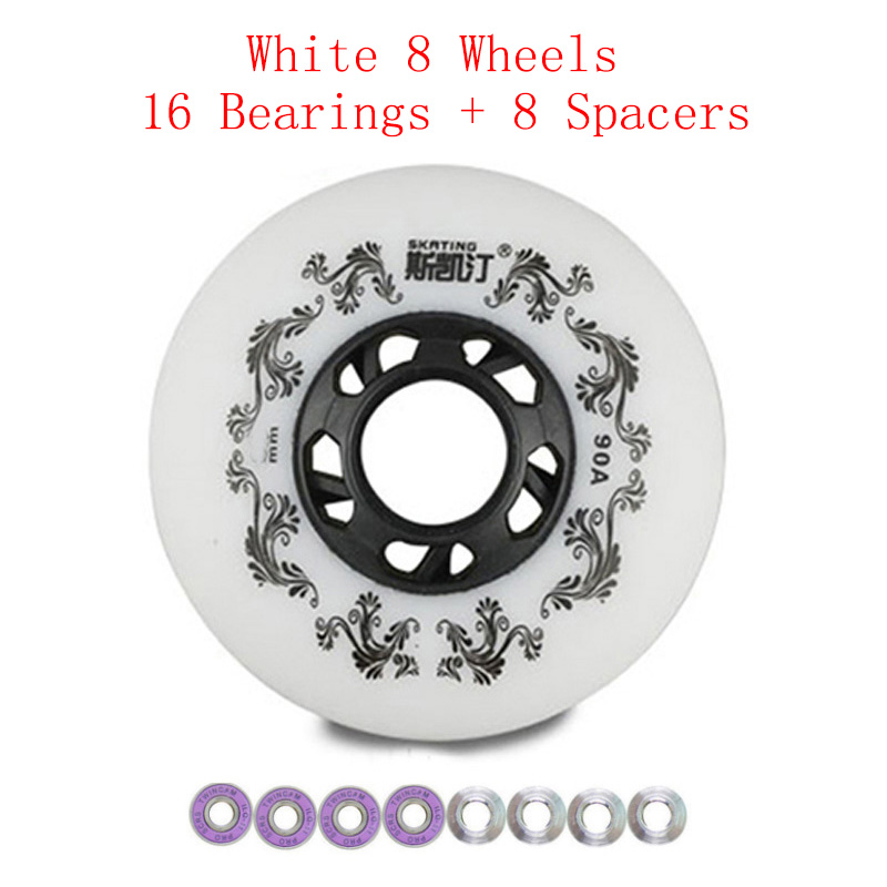 Japy Schlittschuh 90A Inline Rollschuhe Räder Slalom Bremsen Rollschuh Räder Für Straße Schiebe Freies skaten Patins Schuhe Rad: Weiß mit ILQ-11 / 80mm