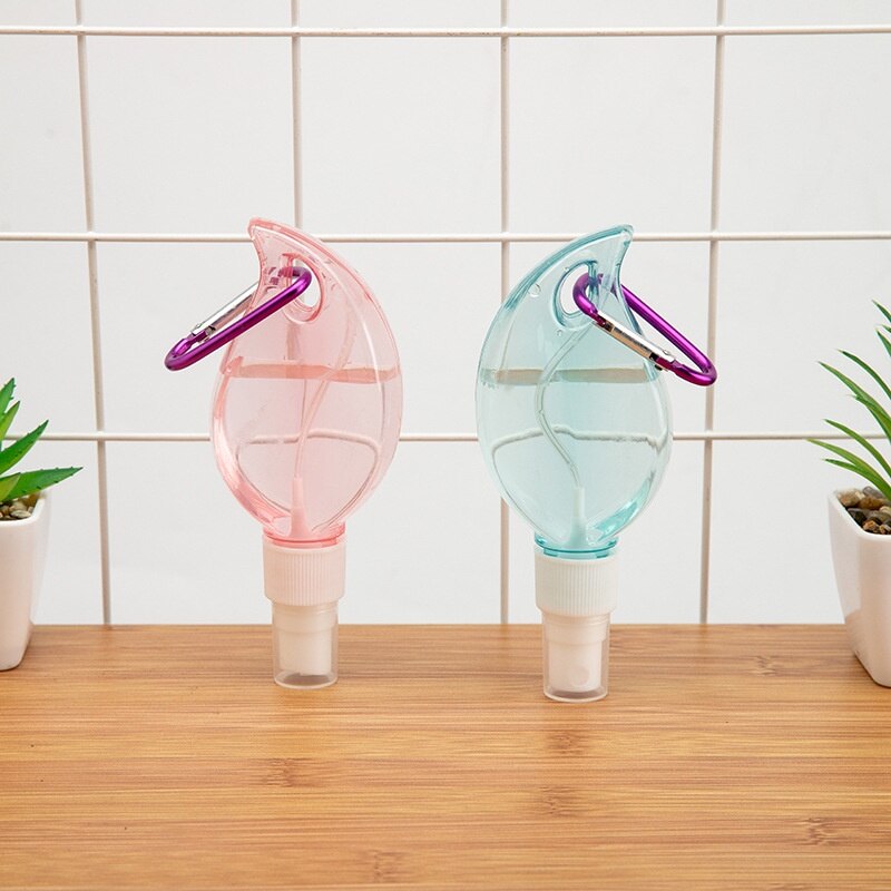 50ml Travel Plastic Clear Keychain Bottle Travel Portable Leakproof Empty Refillable Container Leaf Shape Travel Spray Bottle