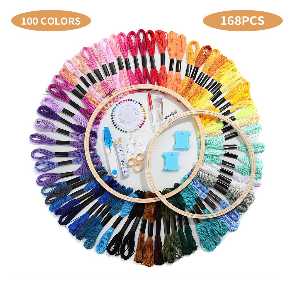 Random 100 Colors embroidery DIY Silk Line Branch Threads Similar Dmc Thread Floss Skein Cross Stitch Embroidery Threads Set