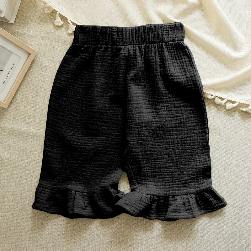 Pantalones acampanados 100% de algodón para niña, pantalón informal de Color liso y cómodo hasta el tobillo, novedad de verano, TZ68: Negro / 5
