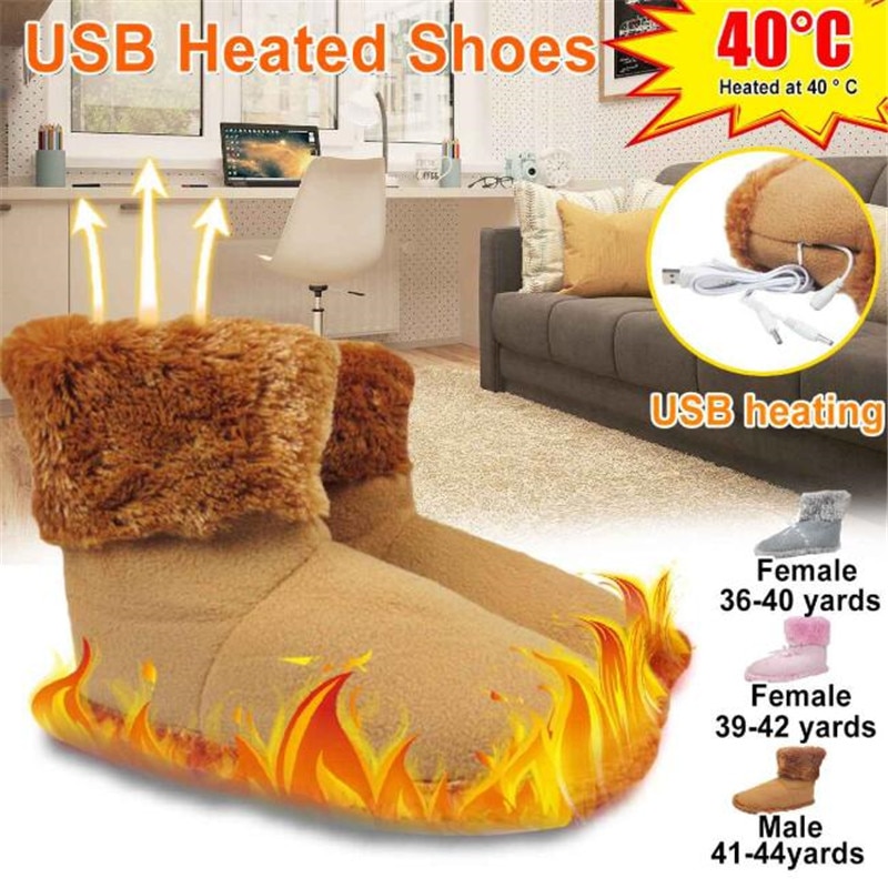 Nytte vinter usb opvarmning fodvarmer sko blød vaskbar elektrisk opvarmning tøfler fodopvarmning pad varmere pude skistøvle