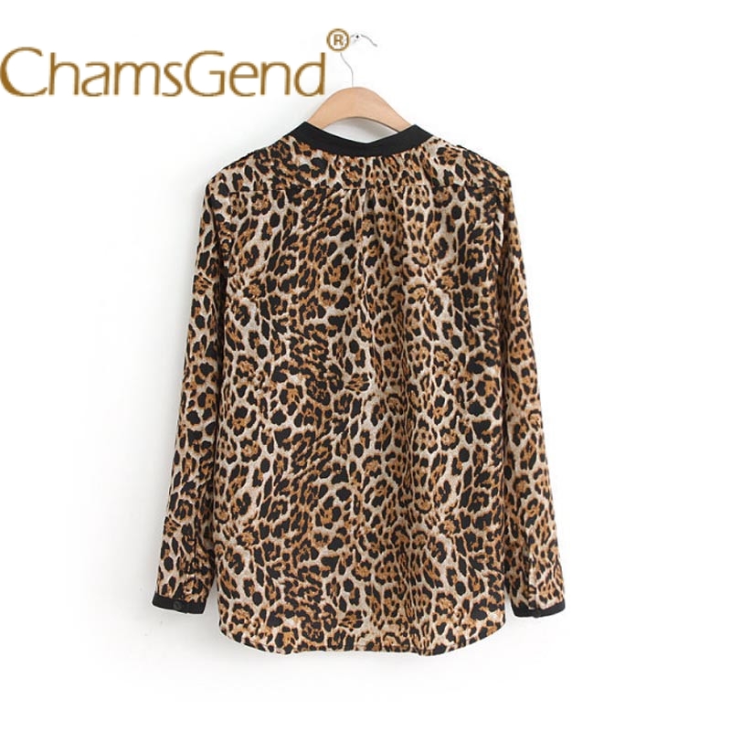 CHAMSGEND Jacket Slim Leopard Blouse Long Sleeve Chiffon Ladies T-Shirt Oversize Tops Coat Casaco Feminino Manteau 09