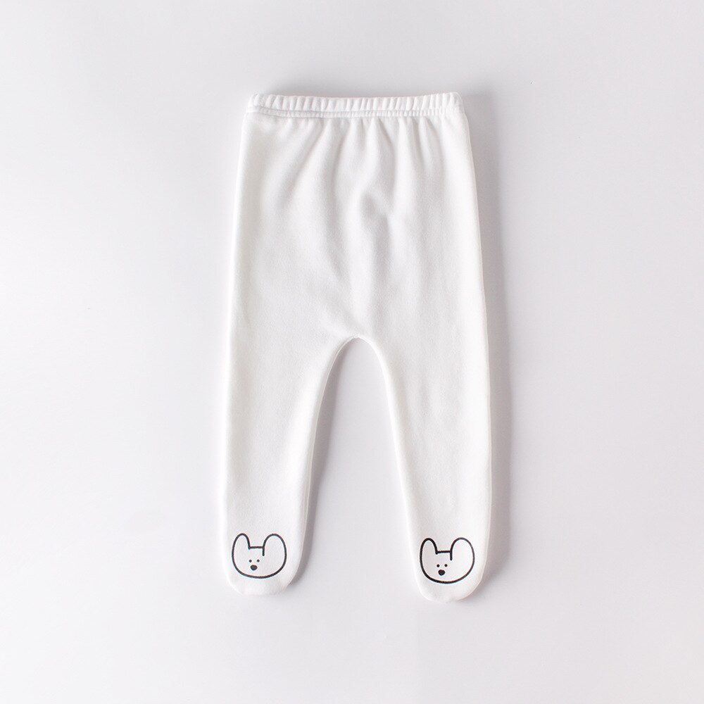 Nyfødte babybukser baby dreng piger tøj efterår tegneserie print solid afslappet bomuld bredstof spædbarn-tøj baby leggins: 95021 bukser 2 / 9m
