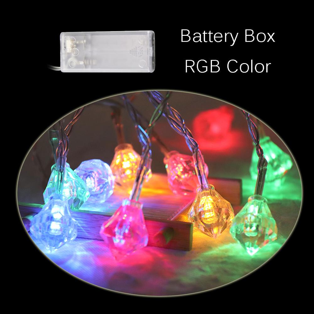 10 led's in diamantvorm, twinkelende lichtjes, kerstversiering voor bruiloften en feesten, feeënkrans: Rgb(batterijdoos)
