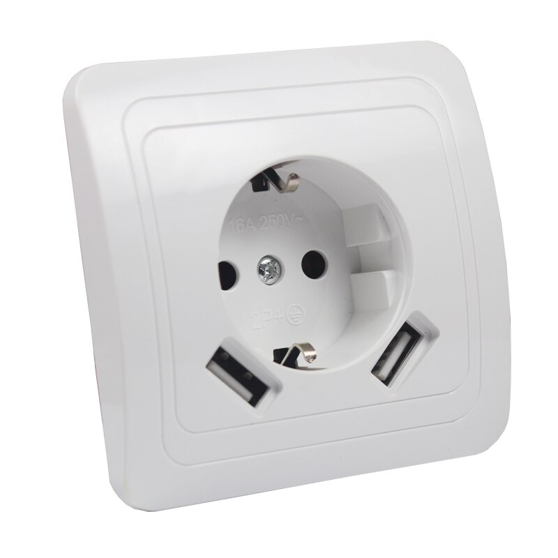 USB Wall Socket charger Double USB Port 5V 2A usb wall outlet white color LB-01-1