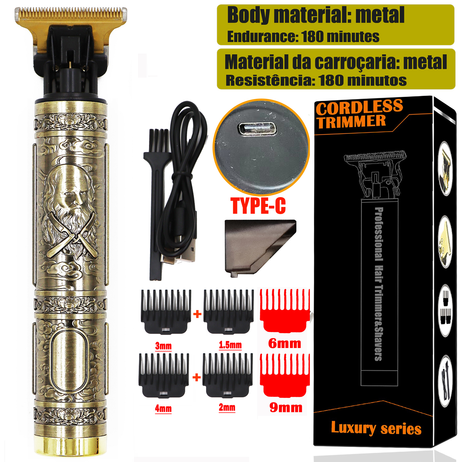 OHS Electric Hair Clipper USB Cordless Clipper Beard Trimmer Haircut Grooming Kit Hair Cutting Machine