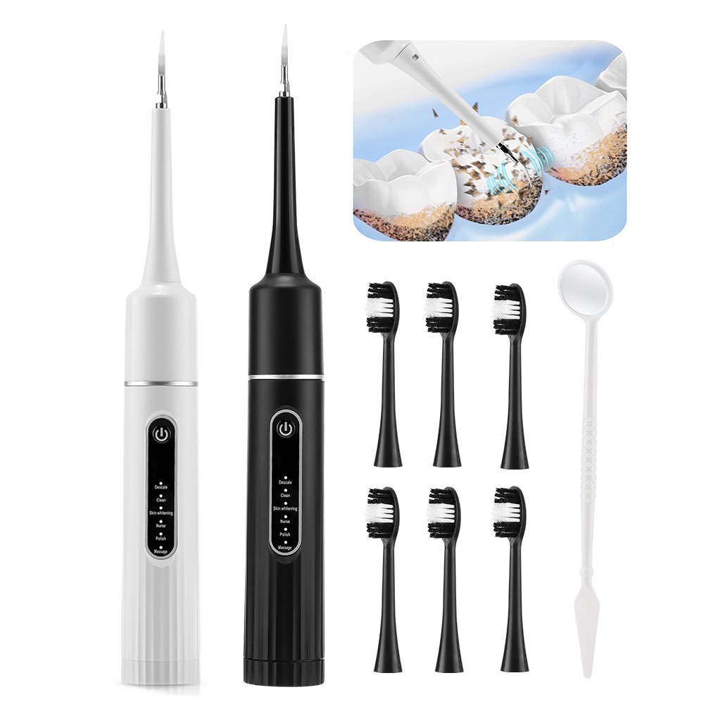 Electric Teeth Cleaner Remove Tartar Plaque Calculus and Tooth Stains Dental Teeth Whitening Kits With 6 Toothbrush Heads Home