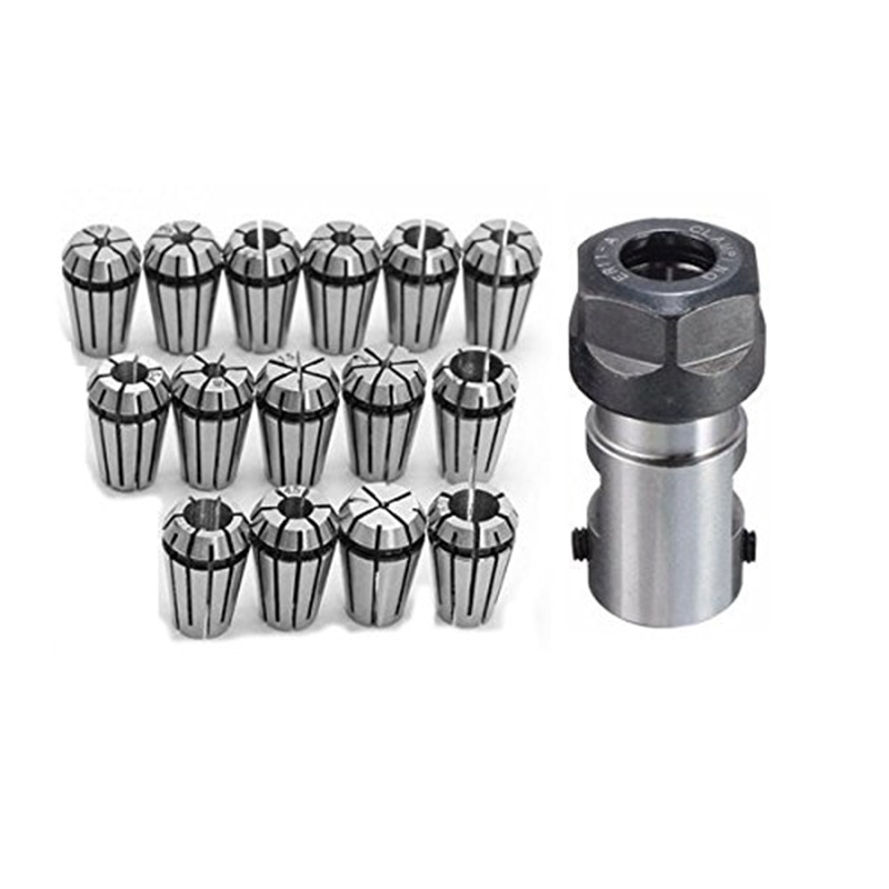 Er11 Collet Set,15Pcs Er11 1-7Mm Spring Chuck Collet with Er11 5Mm Extension Rod Holder Collet Cnc Milling Lathe Tool Set for Wo