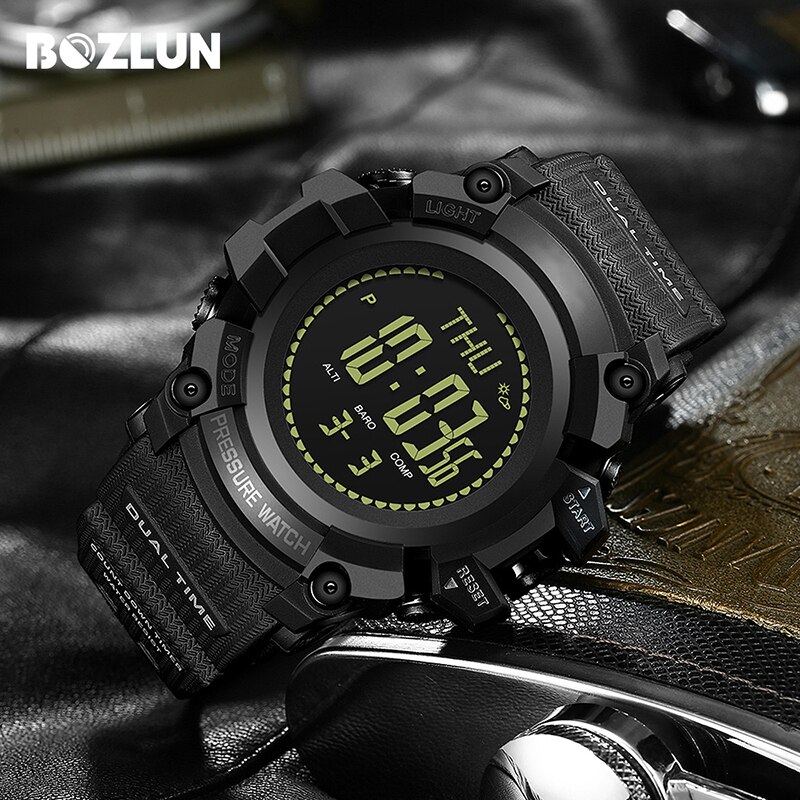 Bozlun-montre sport connectée pour hommes, multifonction, cadran 3atm, montre sportive, altimètre, thermomètre