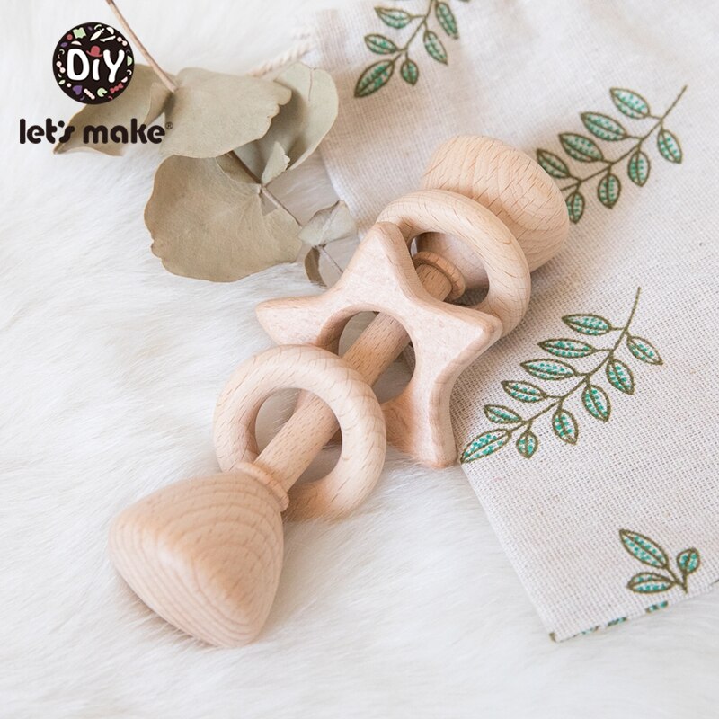 permettere's Fare 1pc Cono Tipo di Faggio di Legno Del bambino di Crepitio Del bambino Sonagli Presepe Cellulari di Legno infantile Bpa libero Del bambino Massaggiagengive giocattoli di Crepitio Del bambino: Type2